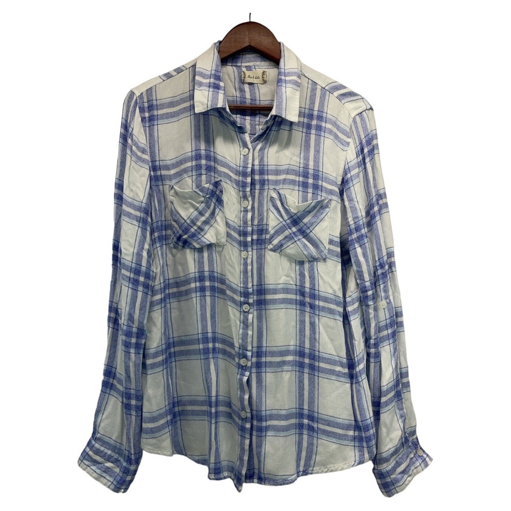 Altar'd State Women's Large Purple Stripe Button Down Long Sleeve Soft Shirt